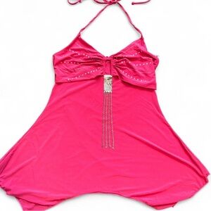 Y2K Pink Halter Going Out Bling Top
